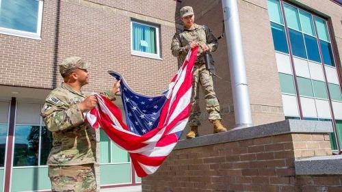 Military Students with American Flag